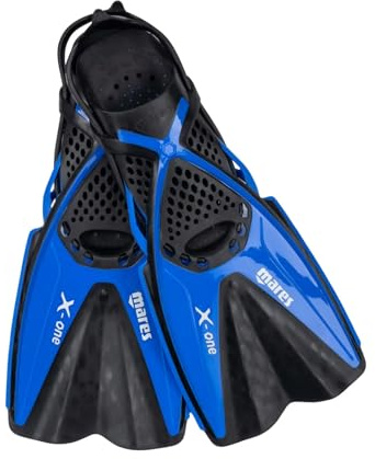 Mares X-One Junior - Aletas de Snorkel Cortas para niños, talón Abierto Perforado, Correa sin Hebilla, Confort y Rendimiento acuático