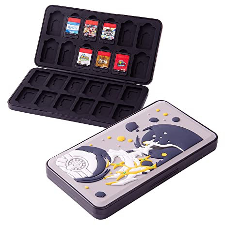 PERFECTSIGHT Cute Game Card Case for Nintendo Switch/Switch Lite/OLED, 24 Game Holder Cartridge Case for Game Cards and 24 SD Cards, Kawaii Portable Compact Storage Box (Grey Arceus, 24 Slots)