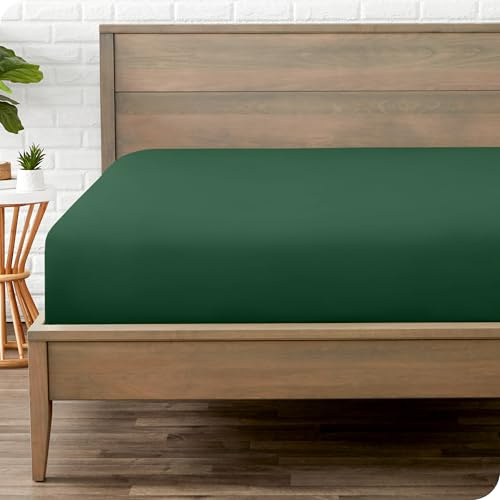 Bare Home Fitted Bottom Sheet - Premium 1800 Ultra-Soft Microfibre - Ultra-Soft Wrinkle Free - Deep Pocket - 35 CM Deep - Emperor Fitted Sheet (Forest Green)