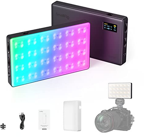 SMALLRIG RM120 RGB Video Light, Camera Light Panel, Portable Photography Light with 5000 mAh Battery, 12 Lighting Effects, 2500-8500K Dimmable, for Photography, Vlogging, Video Conference - 3808