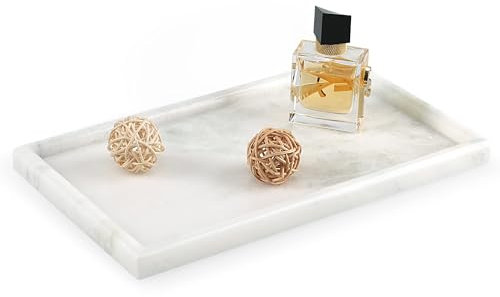 Koville African Natural Marble Tray, 12x7 Coffee Table Vanity/Decorative Tray for Jewerly, Watch, Perfume Candle Tray for Bedroom/Bathroom/Kitchen Countertop