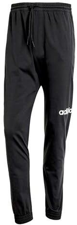 adidas Hombre Essentials Linear Single Jersey Pants, Black/White, M