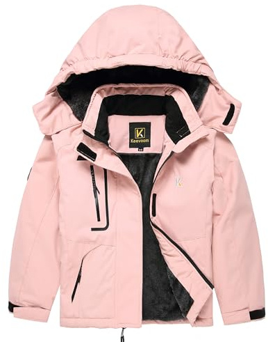 Keevoom Girls Ski Jackets Waterproof Winter Snowboard Coats Pink 14-16