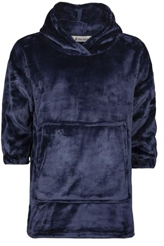 HEAT HOLDERS Kids Blanket Hoodie Warm Cosy Childrens Winter Outerwear Boys Girls Snug Soft Fleece Lined Pullover Top Thermal Insulated Comfy Long Sleeve Hooded Jumper (Navy Blue, 11-16 Years)