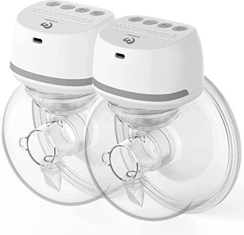 Bellababy Elektrische Milchpumpe Tragbare,Milchpump Elektrische Tragbar,Wiederaufladbare Freihändige Elektrisch mit 4 Modi und 6 Stufen,(2 Stück)