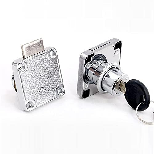 TOP-VIGOR 1Pc Security Cam Lock, 20mm Zinc Alloy Security Cabinet Lock Cylinder Drawer Cupboard Mailbox Lock with 2 Keys for Household Office, Keys Different, Chrome