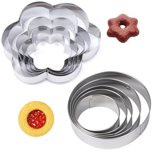 Cortadores de galletas, juego de 10 cortadores de galletas con forma de flor redonda, cortadores de galletas de acero inoxidable para hornear, decorar para el día de San Valentín, cumpleaños