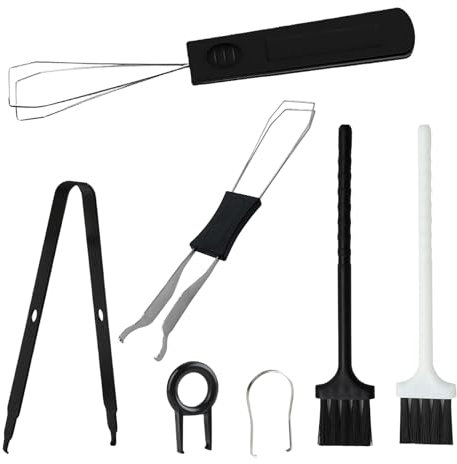 HUATEEN Stainless Steel Keycap Puller 7-Piece Set | Professional Keycap & Switch Remover Tools | Keyboard Cleaning Brush & Tweezer Kit for Mechanical Keyboard Maintenance