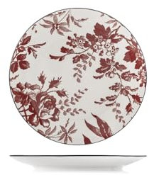 H&H, Set 6 Piatti Frutta Elizabeth in Porcellana Decorata Rossa, Diametro 19 cm - Perfetti per Lavastoviglie e Microonde
