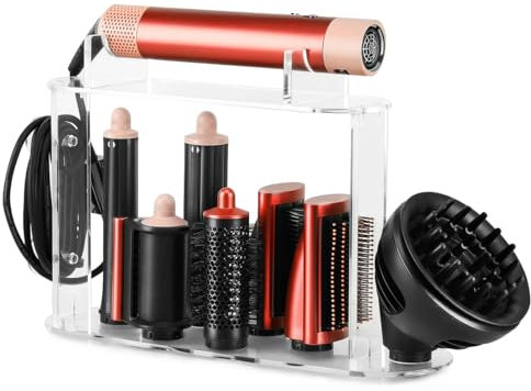 TOSAGE Acryl Organizer für Dyson Airwrap, 7 Fächer für Aufsätze & Diffusor, platzsparender Aufbewahrungshalter für Bad & Zuhause, mit einfacher Montage