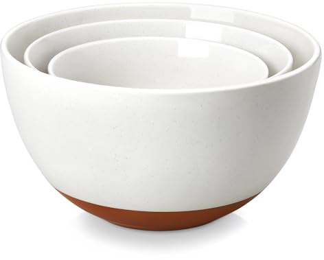 MALACASA Ceramic Mixing Bowls, Large Serving Bowls for Mixing, Cooking, Prepping, Baking, Salad, Soup, Pasta, Nesting Bowls Set of 3, 46/80/140 Oz, Oven, Microwave and Dishwasher Safe, Series TARA