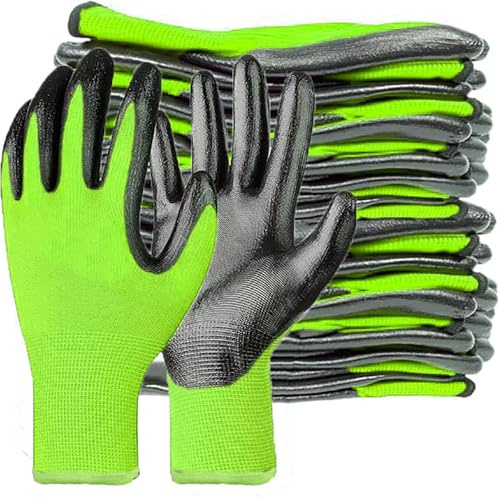 GAVOROHANS 6 Pairs Work Gloves Gardening Gloves for Men&Women, Breathable Rubber Coated Secure Fit & Anti-Slip Grip