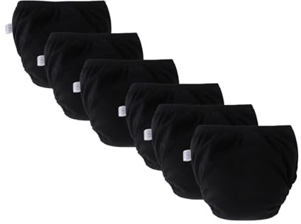 Hixingo Culotte Apprentissage Propreté Fille Garcon, Lot de 6 Culotte d Apprentissage Réutilisable, Coton Couche Lavable Enfant, Couches pour Les Enfants de 1 à 6 Ans (Noir,L)