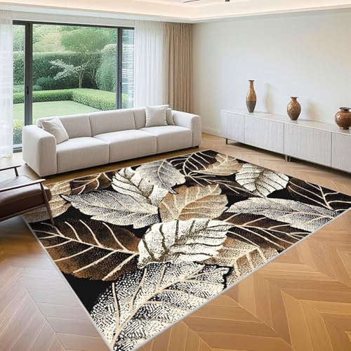 QGYFRE Tappeto Guida Corridoio Tappeti Camerette 60x90cm Marrone Moderno foglia modello per soggiorno ragazzo camera da letto