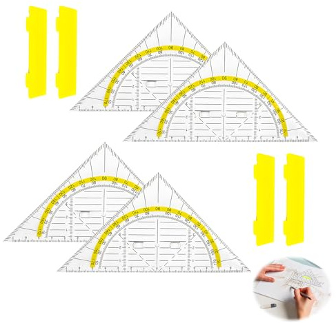 4 stycken trianglar små, transparent geodisk med handtag geometri triangel linjal flexibel plast geometritriangel 15,7 cm multifunktionell rittriangel lämplig för skola teckning modellering