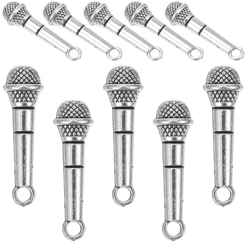 TOYANDONA Lot de 10 Mini Microphones pour Maison de Poupée, Accessoire Miniature Réaliste en Plastique, Modèle de Micro pour Figurines, Décoration Scène Poupée, Miniature