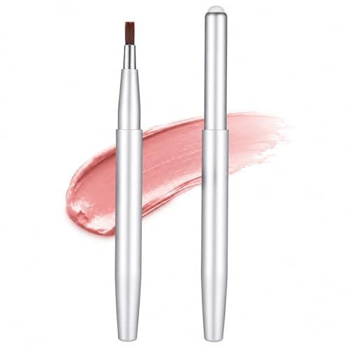 2 Pack Lipstick Brush Retractable Lip Brushes with Cap, Lip Liner Brush Applicator for Women Girls Lipsticks, Lipgloss, Eyeshadow