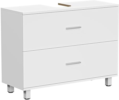 HOMCOM Mobile Sottolavabo per Bagno Moderno Salvaspazio con 2 Cassetti, Mobiletto Sottolavabo con Intaglio a U, Adatto a Lavabi Senza Piedistallo, 80x30x60 cm Bianco