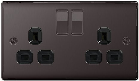 BG Nexus Metal 2 Gang 13A Switched Socket Black Nickel
