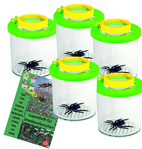 EDU-TOYS 5 Stück 2fach 3,5fach vergrößernde Becherlupe Lupendose mit 5X Lupenheft