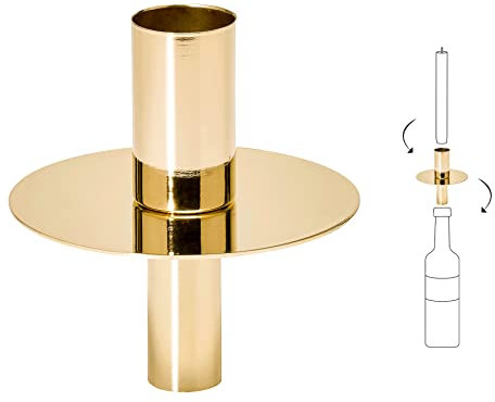 EDZARD Tappo per Bottiglia portacandela, Acciaio pregiato nichelato, Color Oro, Altezza 8 cm