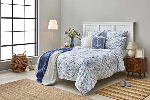 Nautica Home Wave Bettwäsche-Set, Bettbezug-Set Set 100% Baumwolle Ranforce Reißverschluss YKK 135X200 + 80X80+1 Kissenbezug