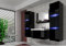 Furnitech Luna II 60 Badezimmer Bademöbel Badeschränke Spiegel Set (Möbel ohne LED, Schwarz)