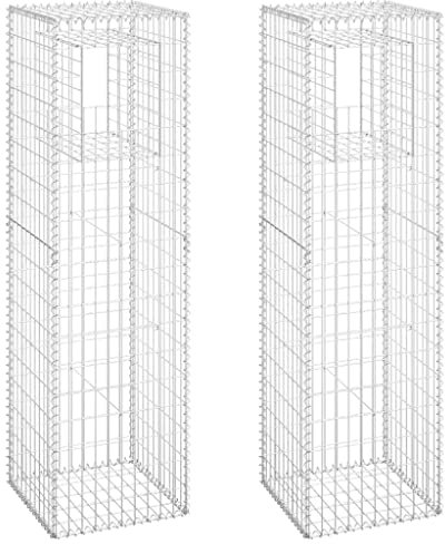 vidaXL Cesti a Gabbione a Torre 2 pz 50x50x180 cm in Ferro