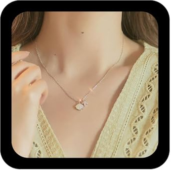 TseenYi Estrella De Mar Colgante Collar De Concha Colgante Collar De Cristal Estrella De Concha Collar De Cadena De Joyería Para Mujeres Y Niñas Regalos(plata)