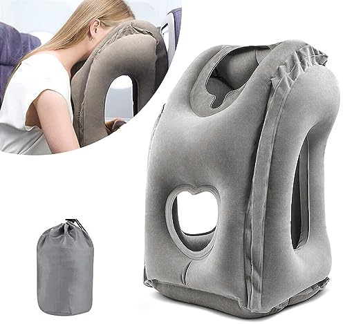 Nizirioo Cuscino Gonfiabile da Viaggio Cuscino per Cervicale Cuscino Gonfiabile Cuscino da Viaggio Portatile Cuscino di Supporto per il Collo Comodo Supporta Testa e Mento per Auto, Aereo, Treno