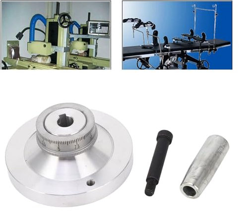 Volantino per Mini Tornio in Alluminio 80mm con Scala 0-25mm e Manovella, Installazione Semplice e Dimensioni Precise