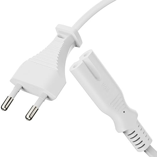 conecto cavo di alimentazione, spina Euro diritta a presa IEC C7, diritto, cavo di alimentazione Euro per elettrodomestici, 3,00 m, bianco