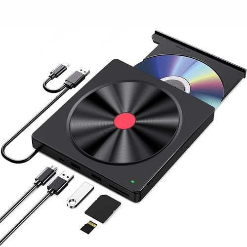 Alnicov Unidad de DVD externa USB 3.0 tipo C portátil CD/DVD ROM +/-RW, grabadora de DVD, reproductor de DVD, unidad óptica para Windows 11/10/8.1/7, etc