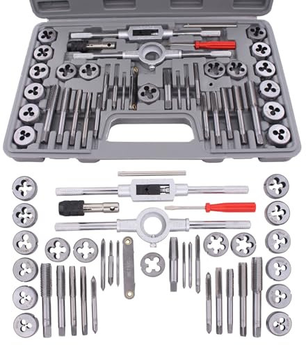 Gewindeschneider Satz 40tlg Gewindebohrer Metrisch M3-M12 Fein Gewinde Schneider Bohrer Werkzeug Set Schneideisen mit Bohrer Gleitgriff Gewindelehre Schneideisenhalter für Feingewinde Autoreparatur