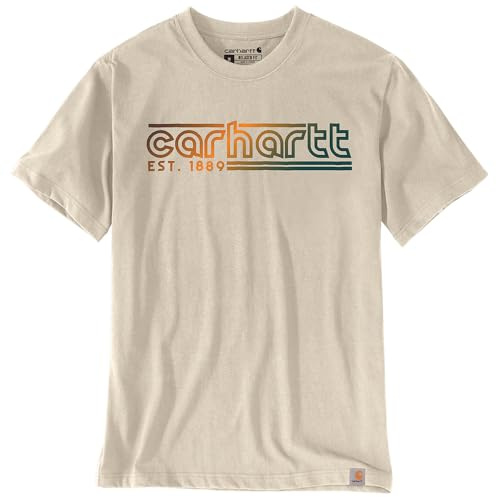 Carhartt Camiseta gráfica ligera de manga corta con logotipo para hombre, Leche de avena, X-Large