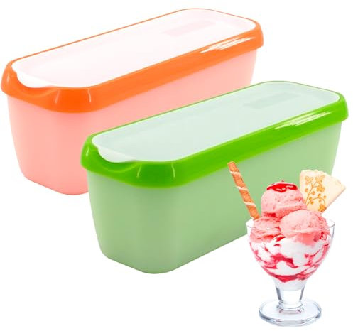 MEYAGOT 2 Pièces Conteneurs De Crème Glacée, Bacs À Glace Avec Couvercle, 1.5l Récipients De Congélation Réutilisables, Conteneurs Scellés Pour Les Amateurs De Crème Glacée