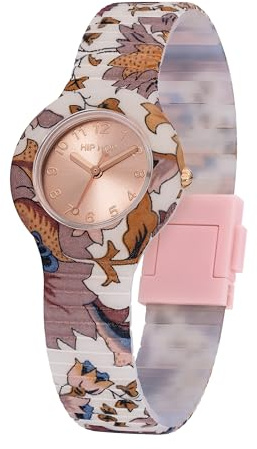 HIP HOP, Flora-kollektion, Damklocka Klocka Dam, med hypoallergen silikonrem, utsmyckad med Liberty London-tyger, 32 mm boett, vattentålig, rem