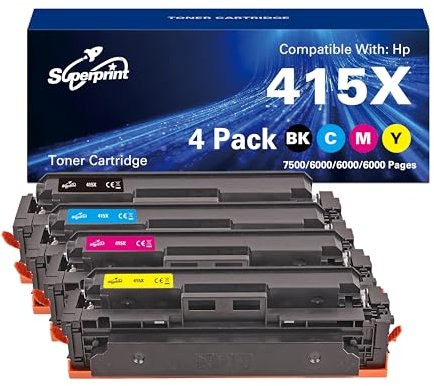 Superprint 415X Toner Multipack Kompatibel für HP W2030A W2031X W2032X W2033X 415X 415A Tonerkartusche für Laserjet Pro M454dn M454dw MFP M479dw M479fdn M479fdw (Groß)