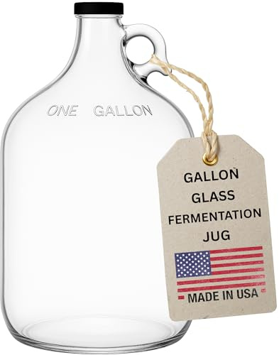 kitchentoolz 1 Gallon Glass Jug - Beer & Wine Brewing Ferment Bottle with Airtight Polycone Cap- Made in USA