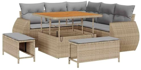 vidaXL Trädgårdsoffset 8 st Beige konstrotting