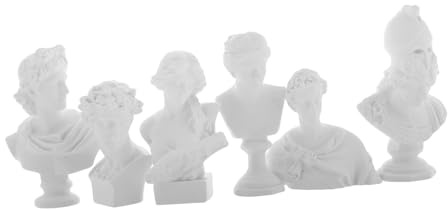 BATHVEVE 6 Pezzi Mini Statua Busto Greco in Gesso Dea Atena Scultura Mitologia Greca Decorazione Da Scrivania Accessori Decorativi Per Casa Ufficio