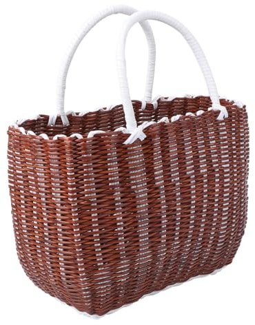 MUELODSIC Cesta de Almacenamiento de Plástico Tejida para Organizar y Transportar Compras Cómodamente Asas Resistentes Cesta Apilable para Cocina y Hogar