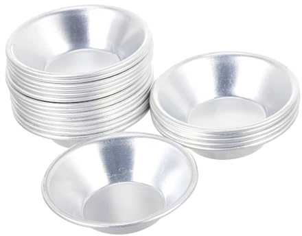 Ipetboom 20Pcs Aluminum Alloy Egg Tart Molds Non-Stick Baking Tartlet Pudding Moulds for Home Kitchen Bakery Restaurant High Temperature Resistant Metal Jelly Moulds
