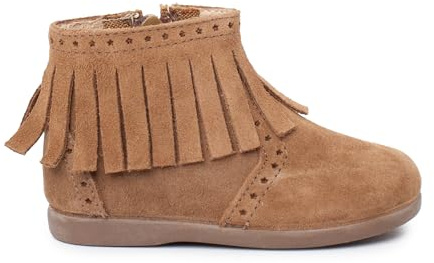 Pisamonas Botas Niña Flecos Picado Cremallera Talla 24 Color Topo