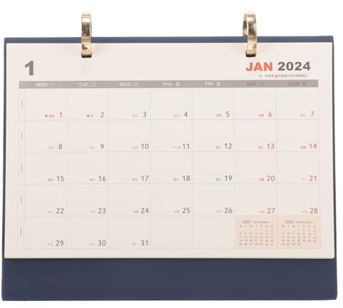 Veemoon Calendario de Mesa con Doble Anilla Calendario de Escritorio Freestanding para Oficina y Hogar Planificador Mensual Práctico y Moderno Soporte Azul y Verde para Organización Diaria