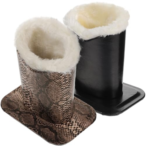 MAGICLULU Lot de 2 Porte-Lunettes de Table en Cuir PU Noir Doublure Peluche Blanche, Support à Lunettes de Bureau Antidérapant, Accessoire Pratique pour Rangement Sécurisé des Lunettes