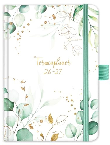Taschenkalender 2026-2027 A6 - Terminplaner von Aug 2026 bis Jul 2027, Wochenplaner 2026-2027 mit Hardcover, 2 Lesezeichen & Stiftschlaufe