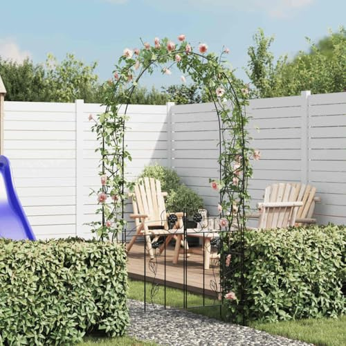 Arco de jardín de hierro con celosía de acero, pérgola sólida y estable para plantas trepadoras, decoración de entrada, paso o camino de jardín, patio o terraza