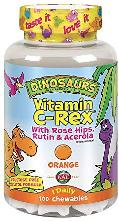 Solaray Dinosaurus Rex Vitamina C, Sabor Naranja, 100 Gominales