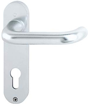 HOPPE Türgriff (Kurzschild) Paris, Aluminium natur für innen, Türgriff-Garnitur, Profilzylinder